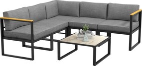 Outsunny Conjunto de Jardim de Canto Exterior Design Contemporâneo 6 peças para 5 pessoas - em alumínio, grande conforto | Aosom Portugal
