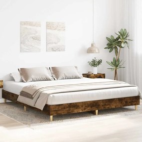 Estrutura de cama sem colchão 160x200 cm carvalho fumado