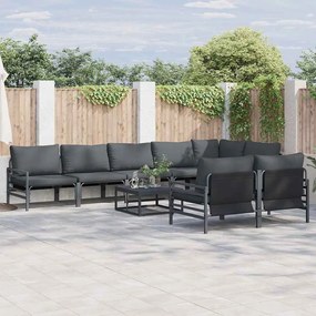 vidaXL Conjunto de Sofá de Jardim 8 pcs Cinzento-escuro Aço