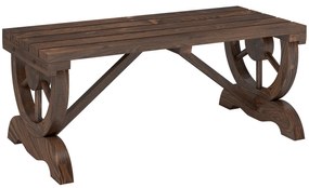 Outsunny Banco de Jardim de 2 Lugares Banco de Madeira com Rodas Decorativas Rústico Capacidade 250 kg 98x50x39,5 cm Castanho Rústico | Aosom Portugal