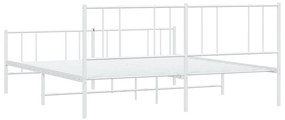 Estrutura de cama com cabeceira e pés 183x213 cm metal branco