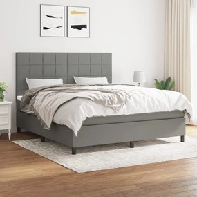 vidaXL Cama com molas/colchão 180x200 cm tecido cinzento-escuro