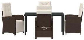 Conjunto de Jantar de Jardim de 5 Peças com Almofadas Marrom em Rattan
