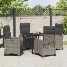 Conjunto de Jantar de Jardim com 5 Peças em Rattan Sintético Cinza