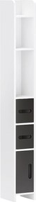kleankin Armário Casa de Banho com 3 Portas e 3 Prateleiras Abertas Coluna Auxiliar Estilo Moderno 15x17x120 cm Branco e Preto | Aosom Portugal