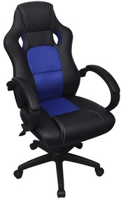 vidaXL Cadeira de escritório corrida executiva couro artificial azul
