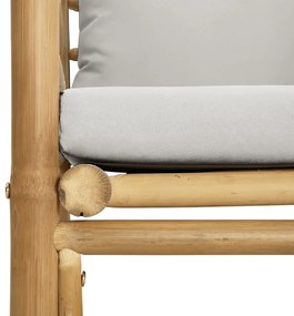 12pcs conj. lounge de jardim bambu c/ almofadões cinzento-claro
