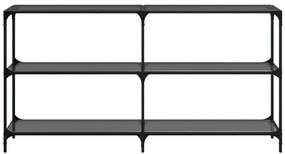 Mesa consola com tampo em vidro preto 158,5x30x81 cm aço