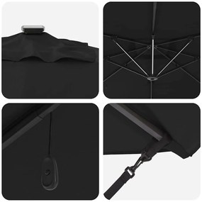 Guarda-Sol Cantilever Roma com LEDs - Preto, 286 x 285 x 270 cm, Alumí