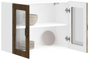 vidaXL Armário de parede de cozinha porta vidro Lucca carvalho fumado