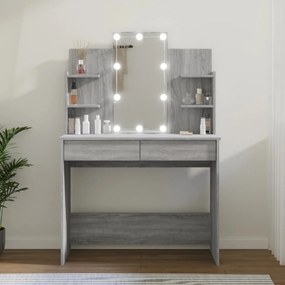 820488 vidaXL Toucador com LEDs 96x40x142 cm sonoma cinza