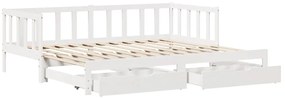 Sofá-cama com gavetão e gavetas sem colchão 80x200 cm branco