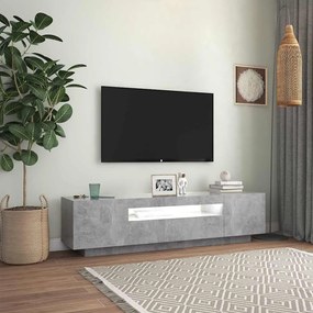 Móvel de TV com luzes LED 160x35x40 cm cinzento cimento