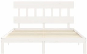 Estrutura de cama King Size com cabeceira madeira maciça branco