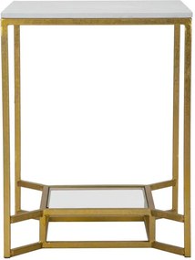 MESA DE CENTRO EM MÁRMORE 47X47X60 CM DOURADO E BRANCO