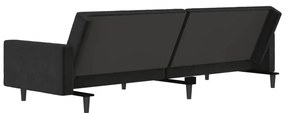Sofá-cama de 2 lugares veludo preto