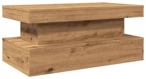 Mesa de centro com luzes LED 90x50x40 cm carvalho artisiano