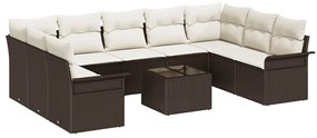Conjunto de Sofá de Jardim - 10 Peças com Almofadas - Rattan Sintético