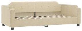 Sofá-cama com gavetão e gavetas 90x200 cm tecido cor creme