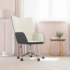 vidaXL Cadeira de descanso PVC e veludo branco nata