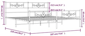 Estrutura de cama com cabeceira e pés 183x213 cm metal branco