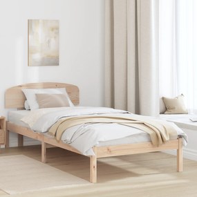 Estrado de Cama com Cabeceira 90x190 cm Madeira Maciça Pinho