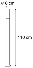 Poste de luz para exterior em aço de 110 cm IP44 - Rox com espigão e manga de cabo Moderno