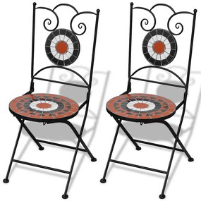 Cadeiras de bistrô dobráveis 2 pcs cerâmica terracota e branco