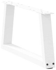 Mesa de jantar pernas 2pcs forma de V 70x(30-31,3)cm aço branco