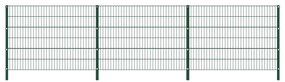 vidaXL Painel de vedação com postes ferro 5,1x1,2 m verde