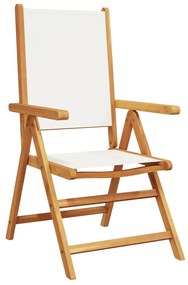 Cadeiras jardim reclin. 4 pcs tecido/madeira maciça branco nata