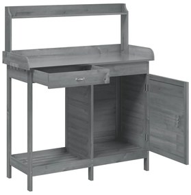Mesa de cultivo c/ armário 110,5x45x124,5 cm abeto maciço cinza