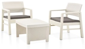 vidaXL Conjunto lounge para jardim 3 pcs plástico branco