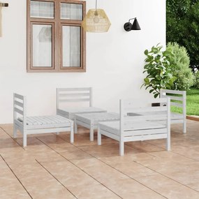 vidaXL 5 pcs conjunto lounge de jardim pinho maciço branco