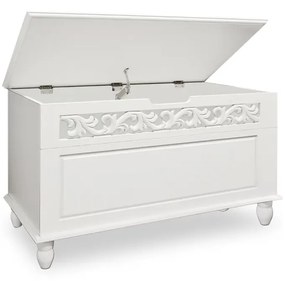 Baú arrumação de madeira Jersey 80x40x48cm Branco