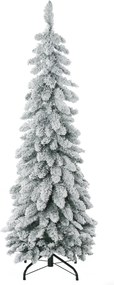 Árvore de Natal artificial altura 135 cm com suporte em aço, 253 ramos com neve, base dobrável, verde
