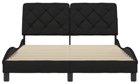 Estrutura de cama sem colchão 140x190 cm tecido preto