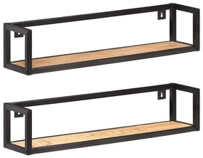 vidaXL Prateleiras de parede 2 pcs 80 cm madeira de mangueira áspera