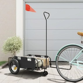 vidaXL Reboque de bicicleta tecido oxford/ferro preto