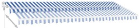 Toldo automático LED e sensor de vento 500x300 cm azul e branco
