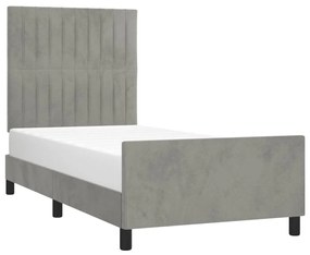 Estrutura de cama sem colchão 90x200 cm veludo cinzento-claro
