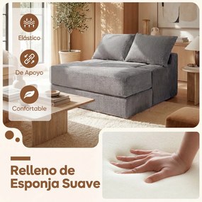 Sofá-Cama Dobrável, 118 x 93 x 48 cm, Capas Removíveis e Laváveis na Máquina, Cinzento