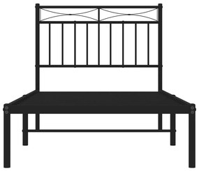 Estrutura de cama com cabeceira 90x200 cm metal preto