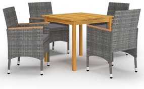 vidaXL 5 pcs conjunto de jantar para jardim cinzento