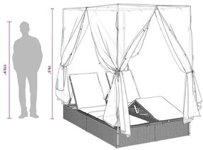 Cama Dupla de Sol Cinzeto Grande Vime &amp; Almofadas de Poliéster