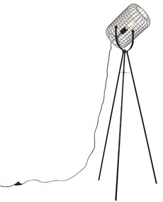 Candeeiro de pé industrial tripé em aço preto - Bliss Vefa