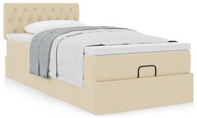 Cama otomana com colchão 90x200 cm tecido creme