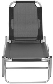 Espreguiçadeira ajustável Cadeira de praia ajustável de 120 ° - 180 ° Texteline de alumínio Preto