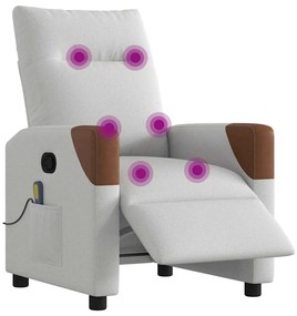 Poltrona massagens reclinável elétrica tecido cinzento-nublado