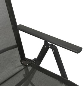 Cadeiras de jardim reclináveis 2 pcs textilene e alumínio preto